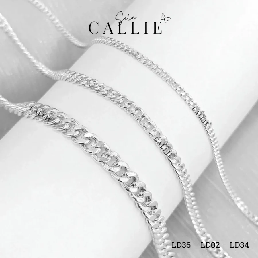 Lắc tay vĩnh cửu Callie Silver dây khoen lật (cm)