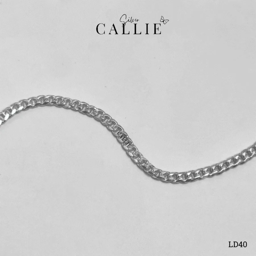 LD40 - Lắc đôi bạc Callie Silver dây móc dẹp dài dày 1li2 bảng 4li5
