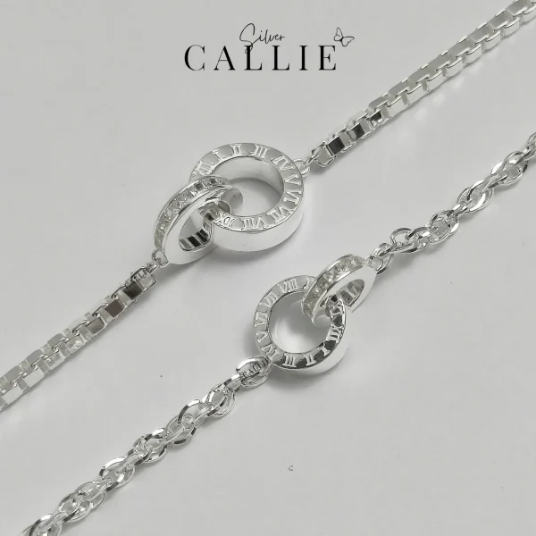 LD44 - LD81: Lắc Tay Bạc Đôi Callie Silver Dây Xoắn Vô Cực
