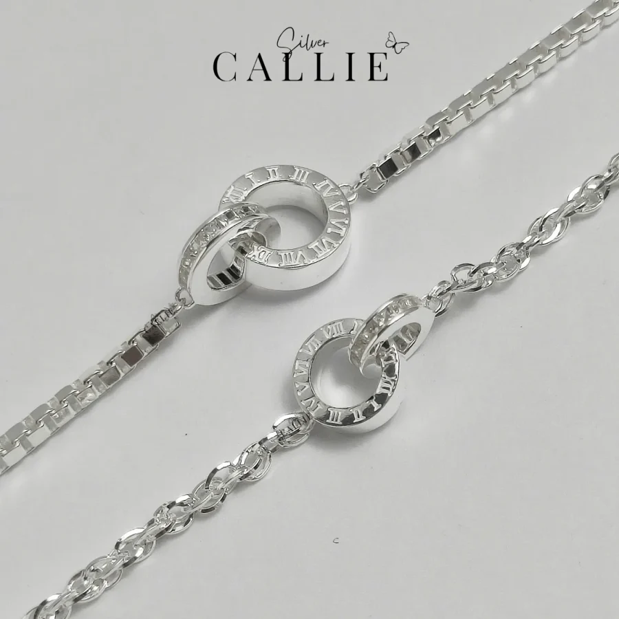 LD44 - LD81: Lắc Tay Bạc Đôi Callie Silver Dây Xoắn Vô Cực