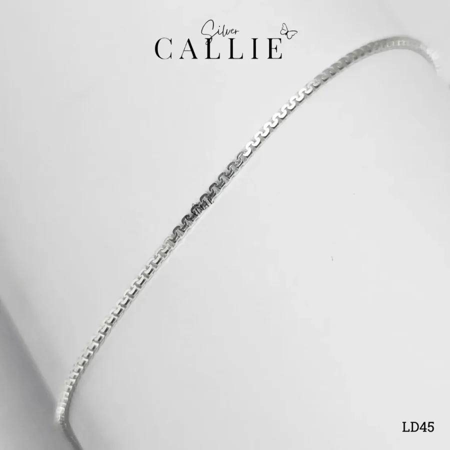LD45 - Lắc Đôi Bạc Callie Silver Móc S Vuông 1li3