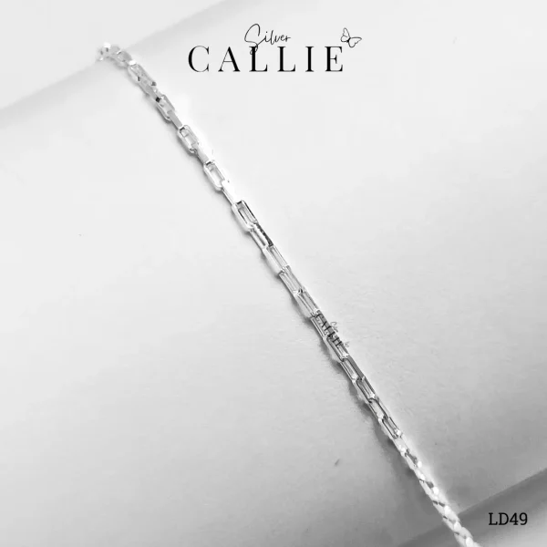 LD49 - Lắc tay đôi Callie Silver dây trơn móc hình chữ nhật 3li