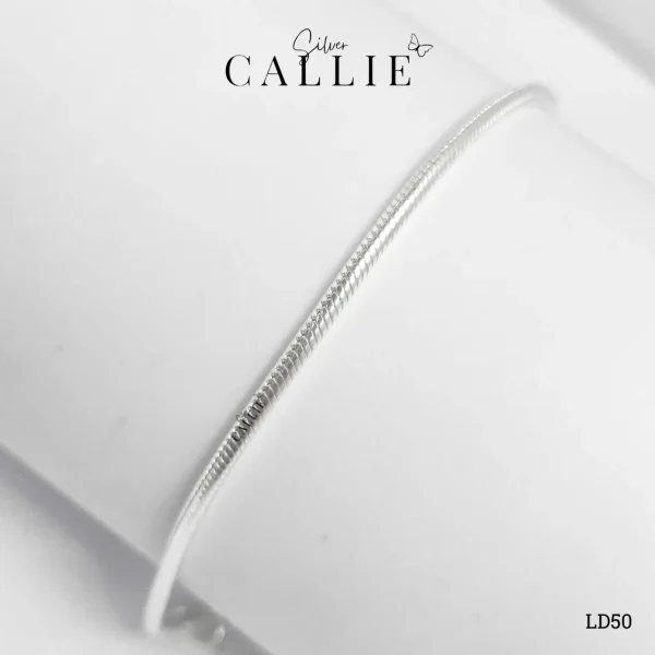 LD50 - Lắc tay đôi Callie Silver dây mì nhỏ trơn 2li