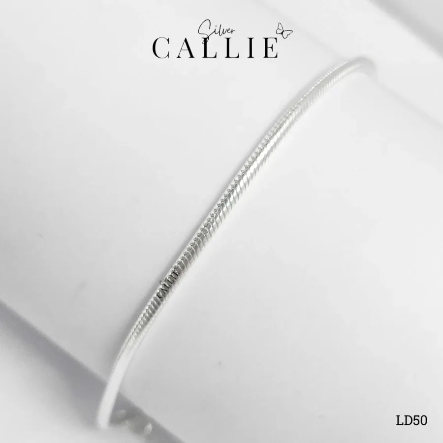 LD50 - Lắc tay đôi Callie Silver dây mì nhỏ trơn 2li