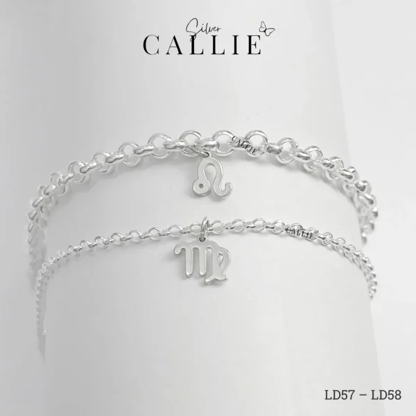 LD57 - LD58: Lắc tay đôi bạc Callie Silver dây tròn kèm charm