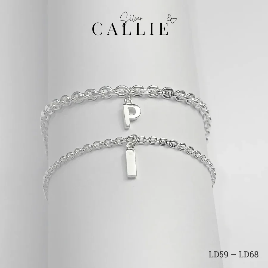 LD59 - LD68: Lắc tay đôi bạc Callie Silver dây oval kèm charm