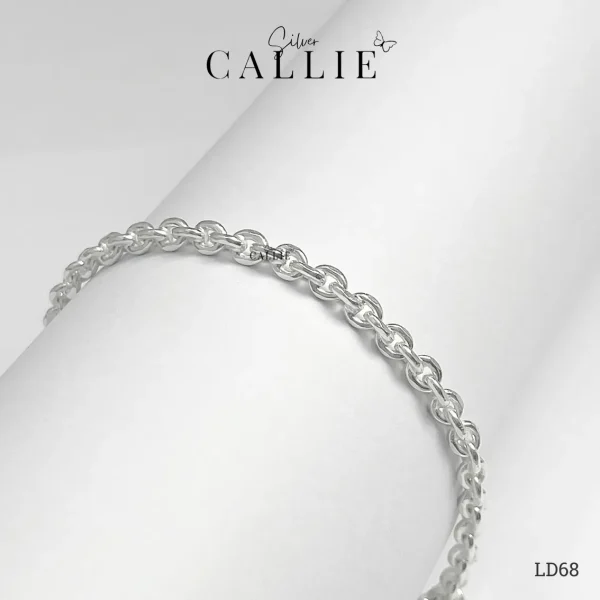 LD68 - Lắc tay đôi Callie Silver dạng dây móc oval dày 4li4