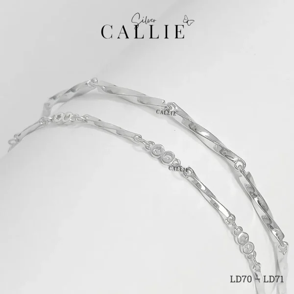 LD70 - LD71: Lắc đôi bạc Callie Silver thanh xoắn và trăng sao