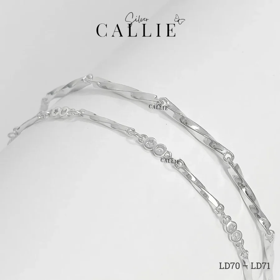 LD70 - LD71: Lắc đôi bạc Callie Silver thanh xoắn và trăng sao