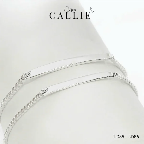 LT401 – LT402: Lắc Tay Bạc Đôi Callie Silver Dây Hộp Mặt Chữ Nhật