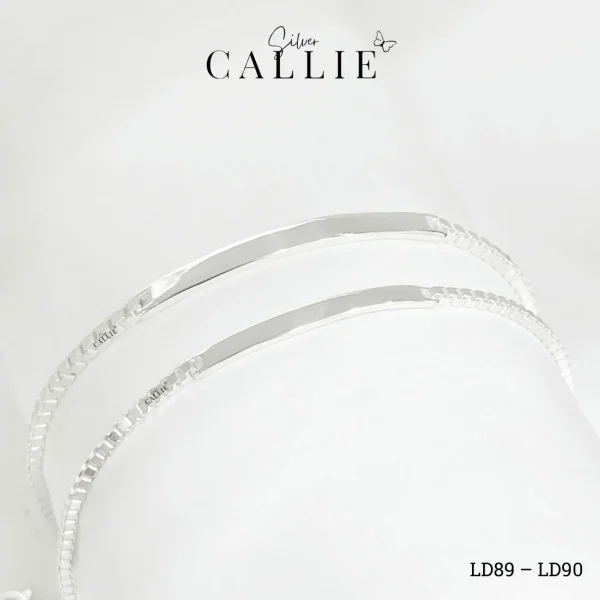 LT403 – LT404: Lắc Tay Bạc Đôi Callie Silver Dây Hộp Mặt Chữ Nhật