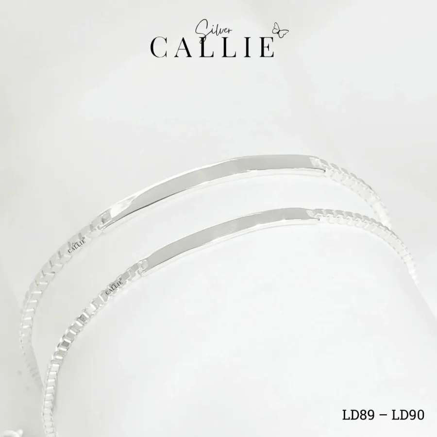 LT403 – LT404: Lắc Tay Bạc Đôi Callie Silver Dây Hộp Mặt Chữ Nhật