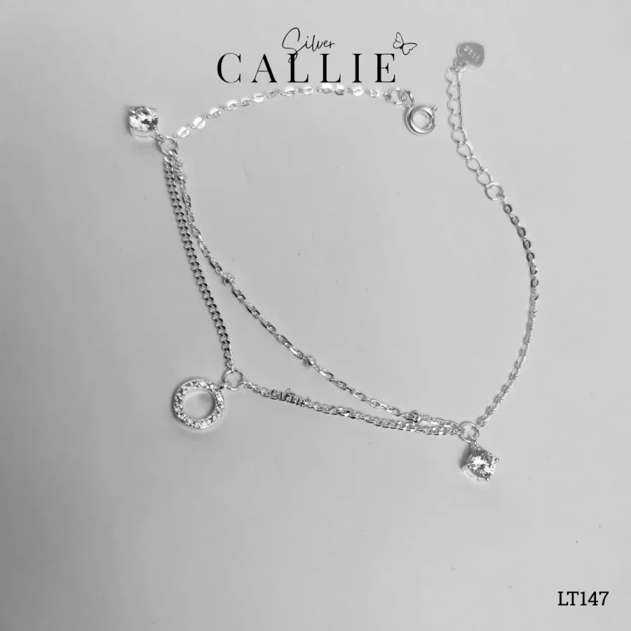 LT147 - Lắc tay bạc Callie Silver dây đôi vòng tròn