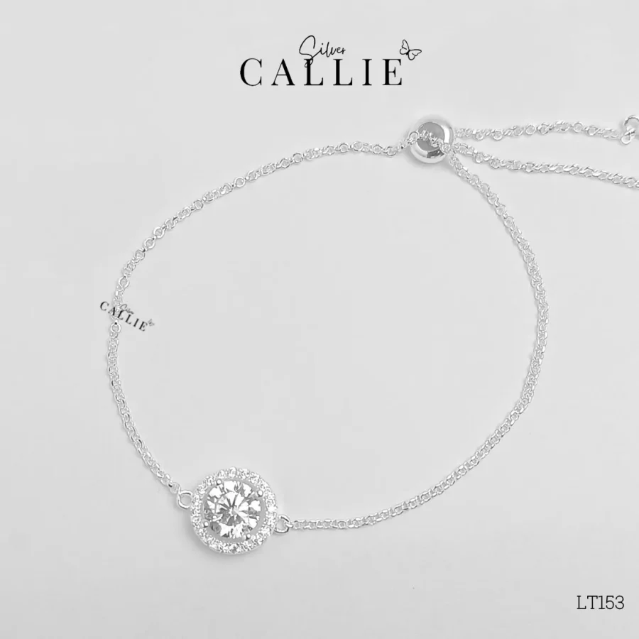 LT153 - LẮC TAY BẠC CALLIE SILVER ĐÍNH ĐÁ DÂY RÚT