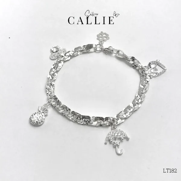 LT182 - Lắc tay bạc Callie Silver lá xoắn vuông