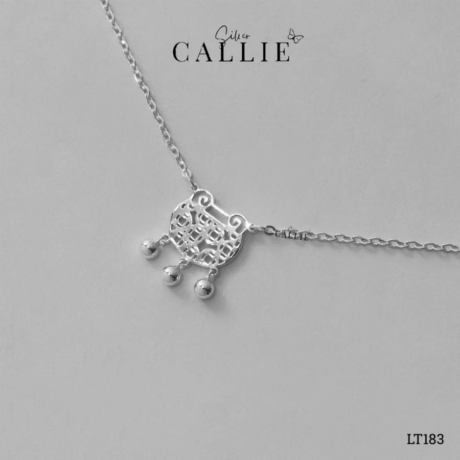 LT183 - Lắc tay bạc Callie Silver mặt khoá trường mệnh và chuông