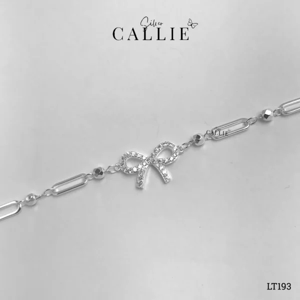 LT193 - Lắc tay bạc Callie Silver nơ đính đá