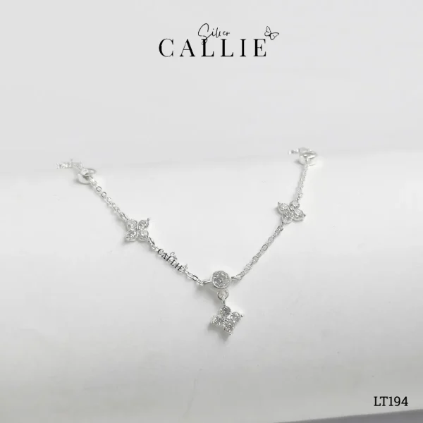 LT194 - Lắc tay bạc Callie Silver cỏ 4 lá mini