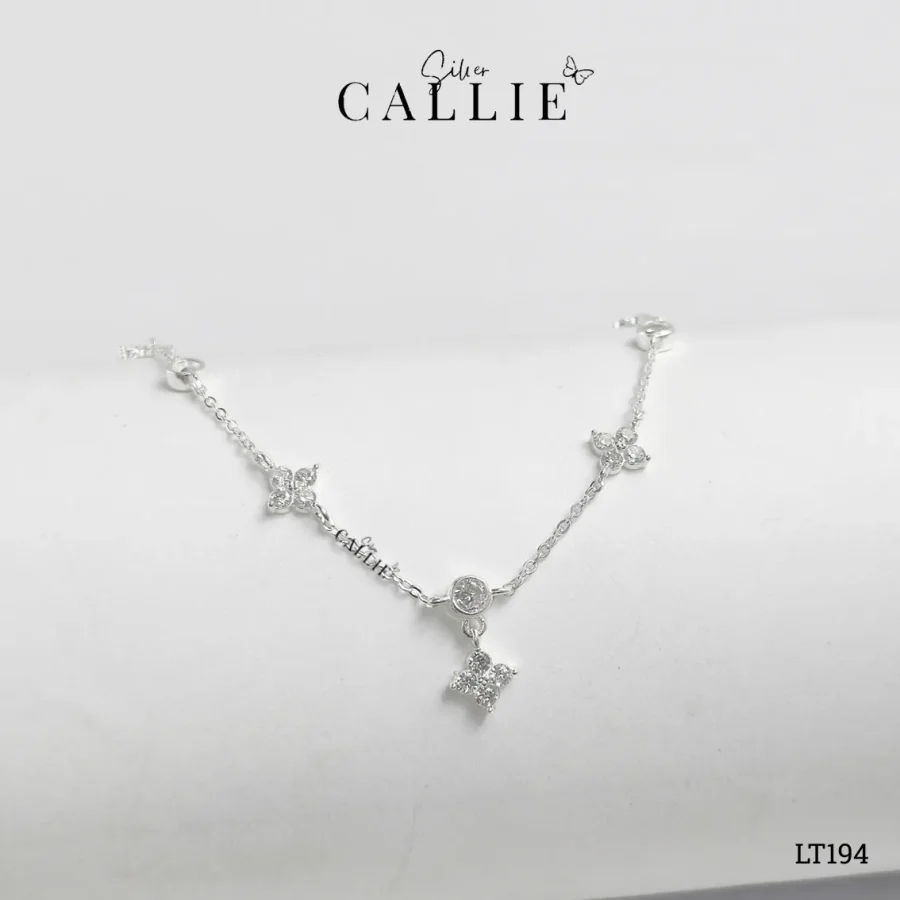 LT194 - Lắc tay bạc Callie Silver cỏ 4 lá mini