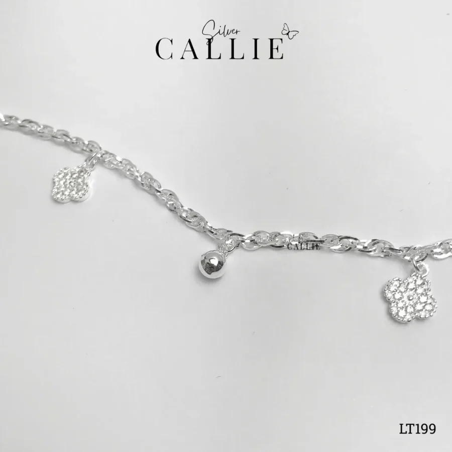 LT199 - Lắc Tay Bạc Callie Silver Cỏ 4 Lá