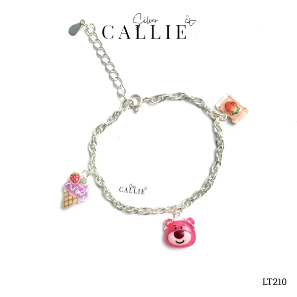 Lắc tay bạc em bé Callie Silver dây xoắn móc kèm charm