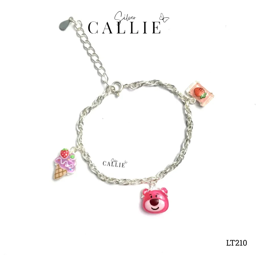 Lắc tay bạc em bé Callie Silver dây xoắn móc kèm charm