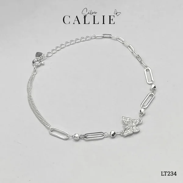 LT234 - Lắc tay bạc Callie Silver bướm đính đá và bi