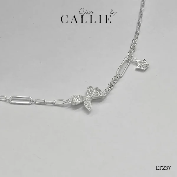 LT237 - Lắc tay bạc Callie Silver nơ đính đá và vương miện