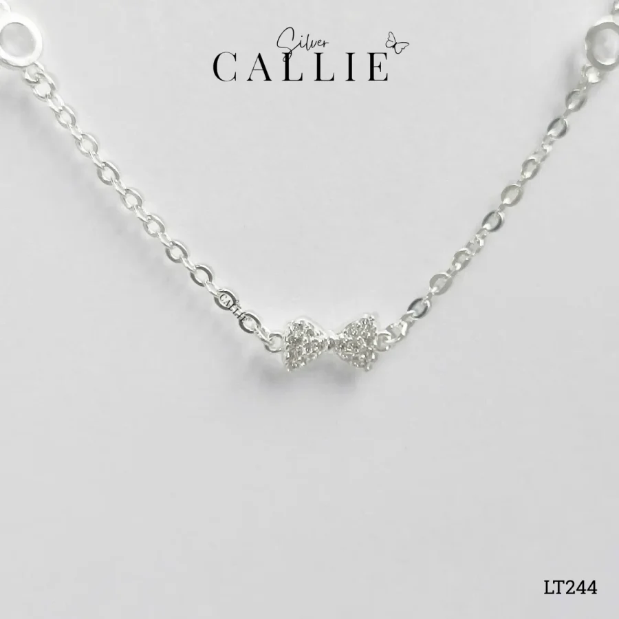 LT244 - Lắc tay bạc Callie Silver nơ nhỏ đính đá