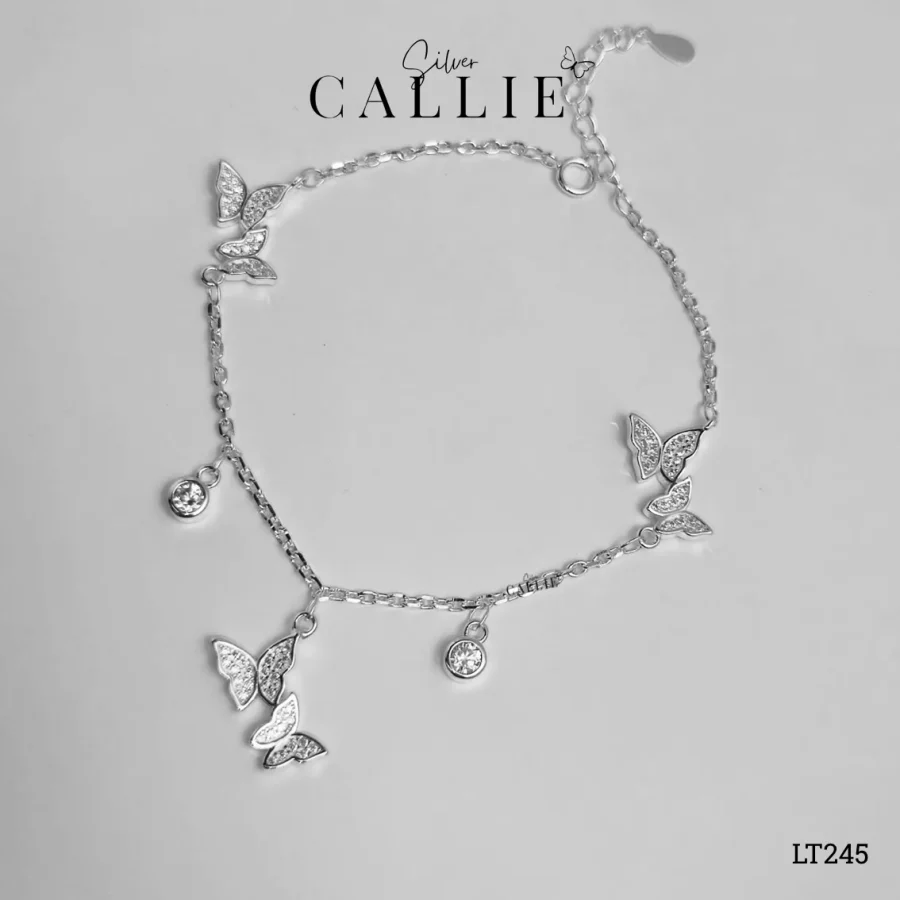 LT245 - Lắc tay bạc Callie Silver bướm đôi