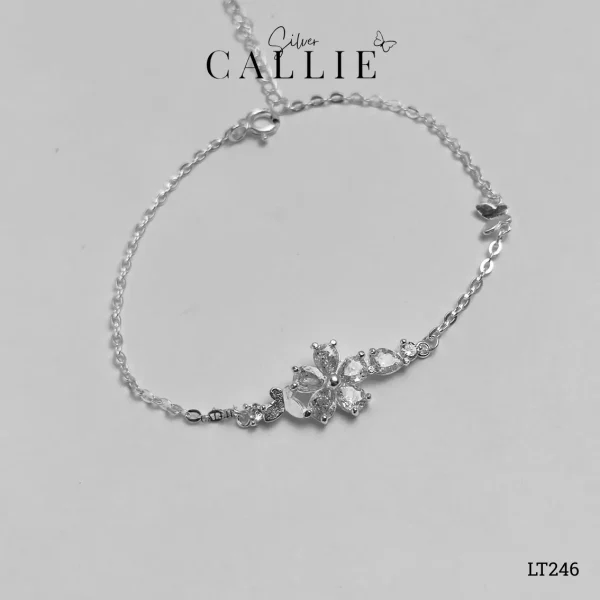 LT246 - Lắc tay bạc Callie Silver hoa đá và bướm