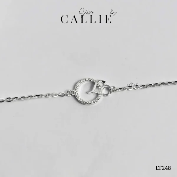 LT248 - Lắc tay bạc Callie Silver vòng tròn đính đá nối trái tim