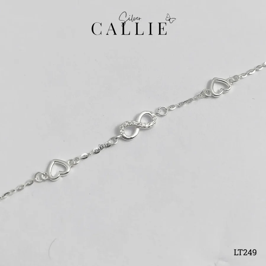 LT249 - Lắc tay bạc Callie Silver vô cực nối trái tim