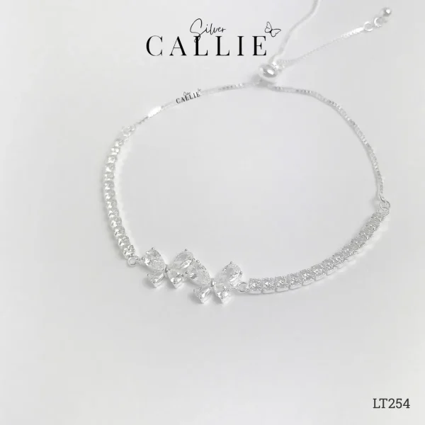 LT254 - Lắc tay bạc Callie Silver nơ đá dây rút