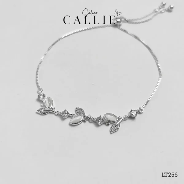 LT256 - Lắc tay bạc dây rút hình lá