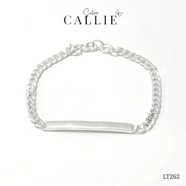 LT262 - Lắc Tay Bạc Callie Silver Mặt Chữ Nhật Trơn