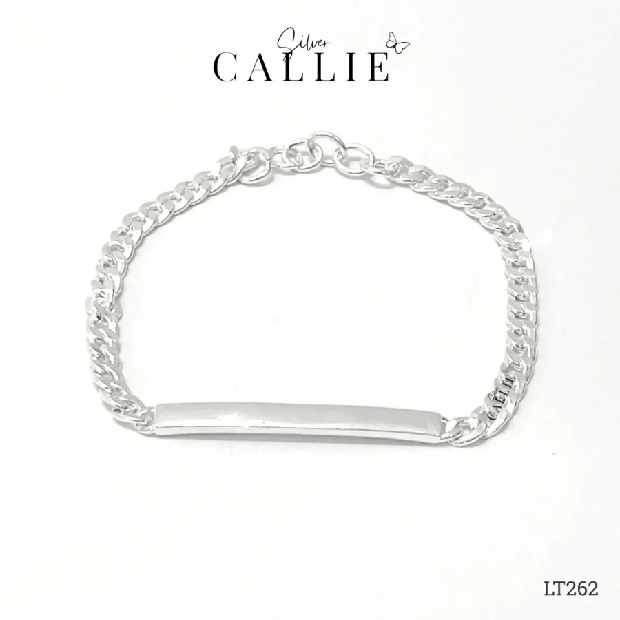 LT262 - Lắc Tay Bạc Callie Silver Mặt Chữ Nhật Trơn