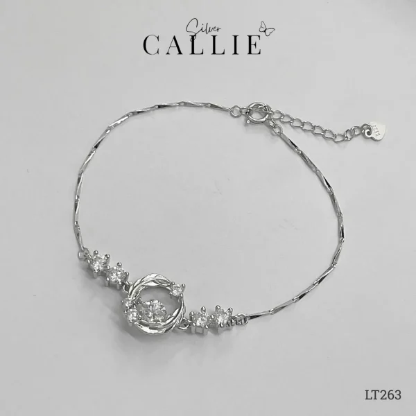 LT263 - Lắc tay bạc Callie Silver vòng nguyệt quế đá mois