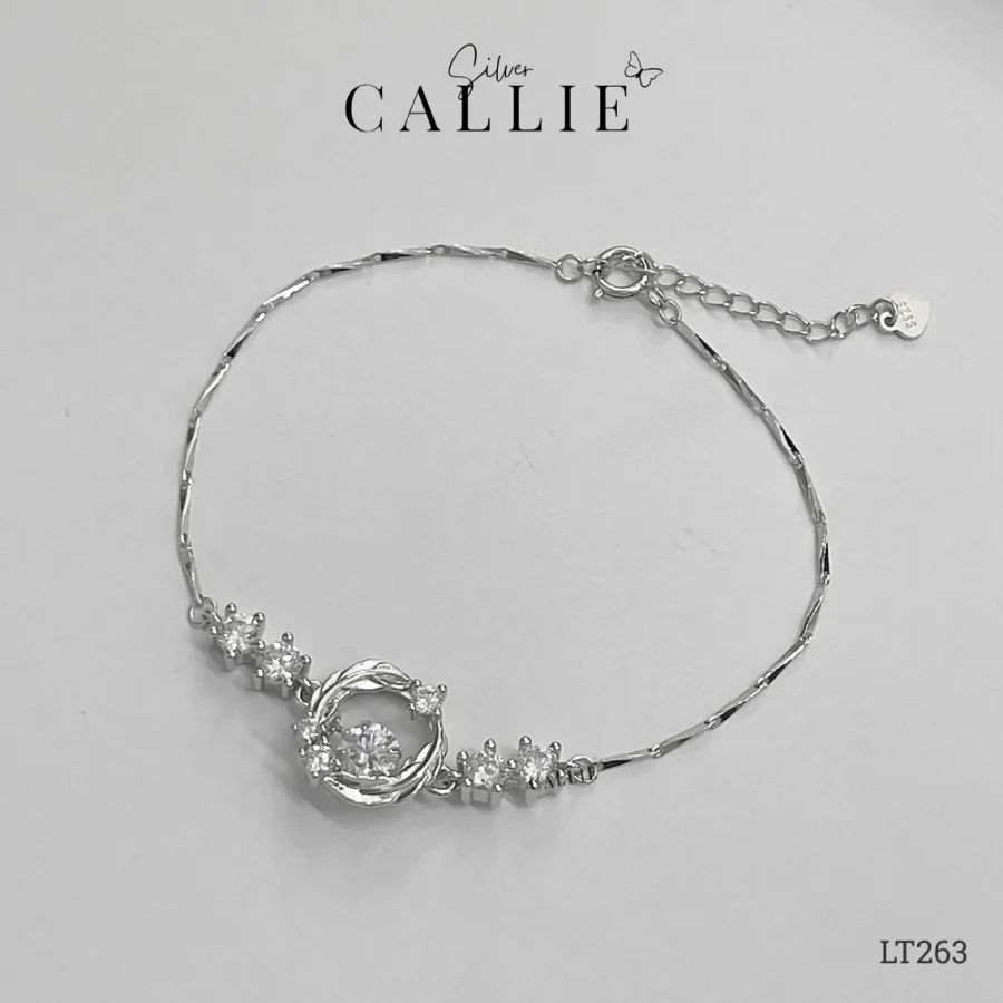 LT263 - Lắc tay bạc Callie Silver vòng nguyệt quế đá mois
