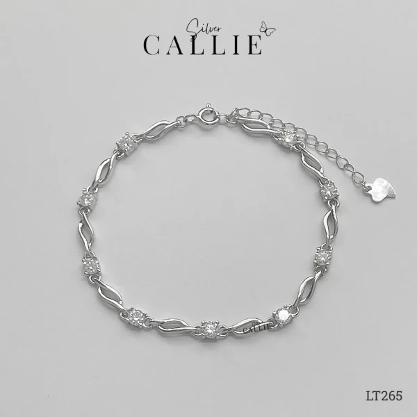 LT265 - Lắc tay bạc Callie Silver gợn sóng nối đá