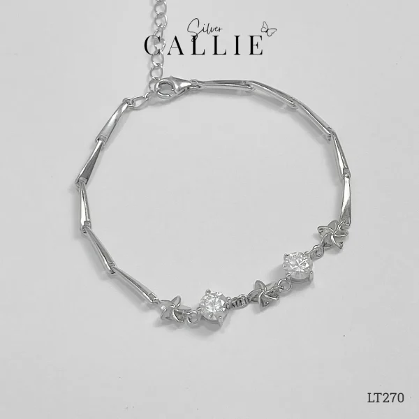 LT270 - Lắc tay bạc Callie Silver đá moissanite xen kẽ hoa