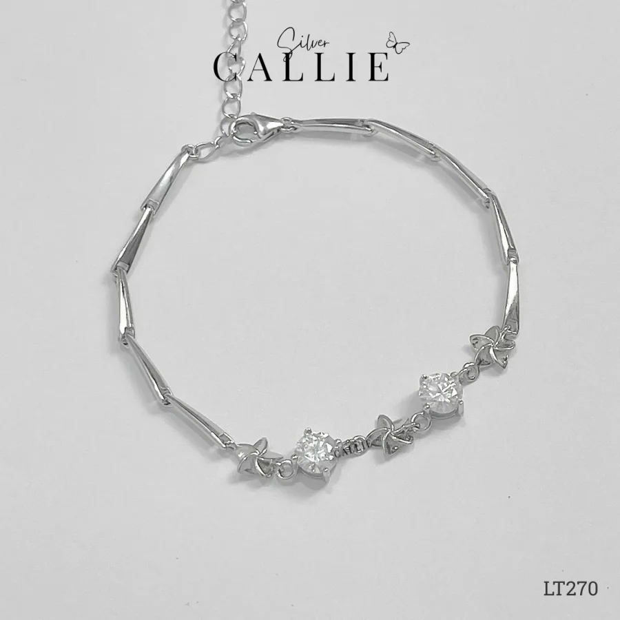 LT270 - Lắc tay bạc Callie Silver đá moissanite xen kẽ hoa