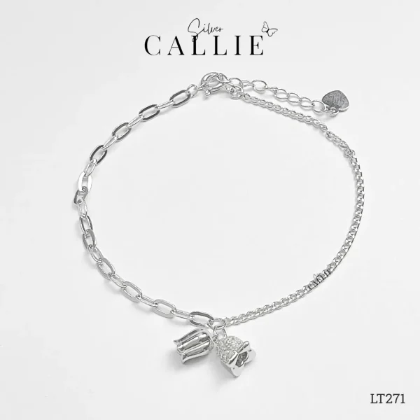 LT271 - Lắc Tay Bạc Callie Silver Linh Lan Xi Bạch Kim