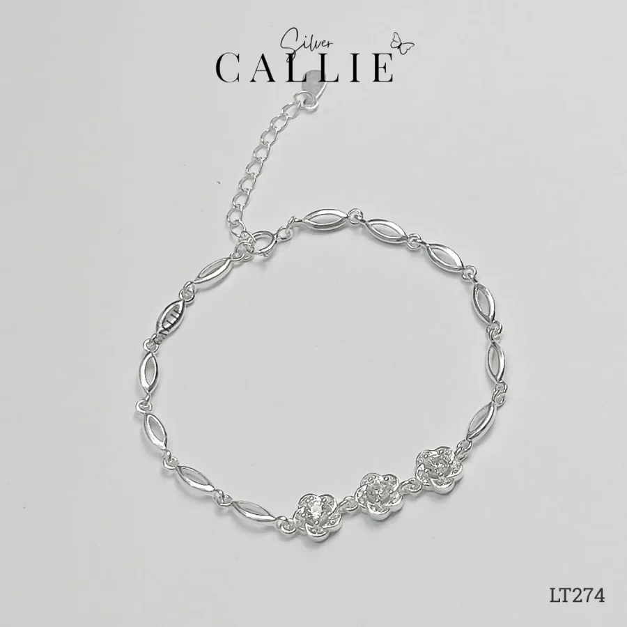 LT274 - Lắc Tay Bạc Callie Silver Hoa Hồng