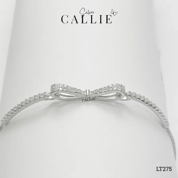 LT275 - Lắc Tay Bạc Callie Silver Nơ Nối Dây Đá Khoá Rút xi kim