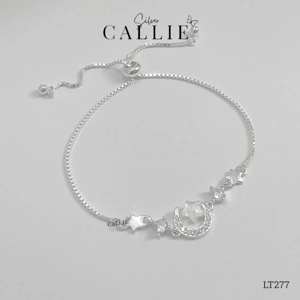 LT277 - Lắc tay bạc Callie Silver trăng sao dây rút