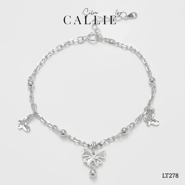 LT278 - Lắc Tay Bạc Callie Silver Nơ Và Bướm xi kim