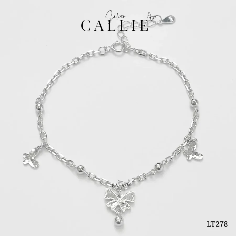 LT278 - Lắc Tay Bạc Callie Silver Nơ Và Bướm xi kim