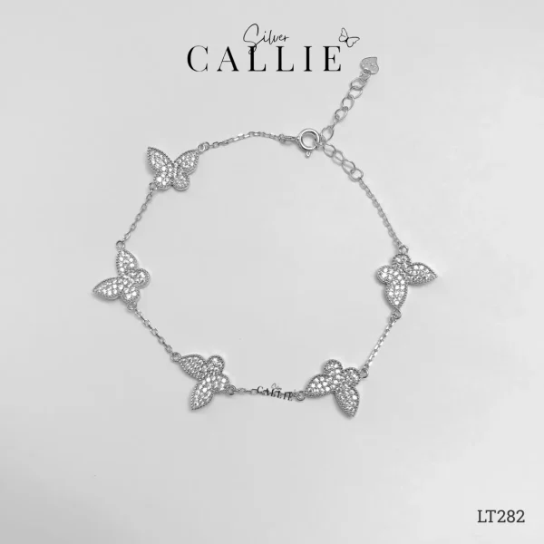 LT282 - Lắc Tay Bạc Callie Silver Xi Kim Bướm Đính Đá