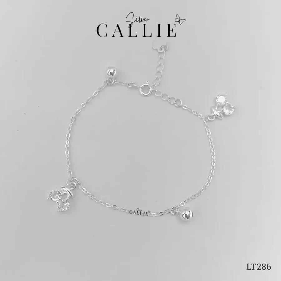 LT286 - Lắc Tay Bạc Callie Silver Cherry Đính Đá